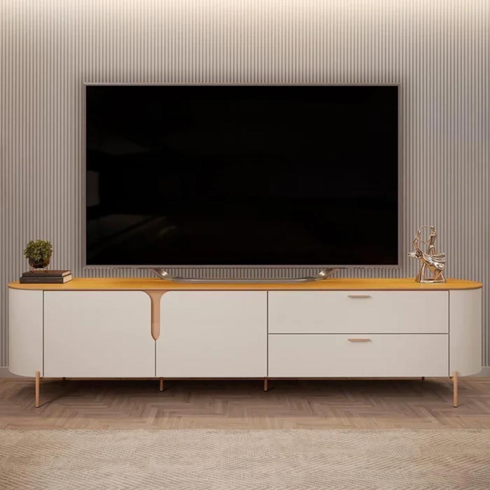 Rack Para Tv Até 75 Polegadas 2 Portas 2 Gavetas Com Led Celine Off White 240cm - 7