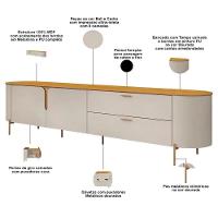 Rack Para Tv Até 75 Polegadas 2 Portas 2 Gavetas Com Led Celine Off White 240cm - 5