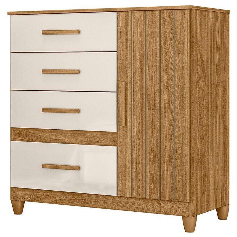 Guarda Roupa Casal San Lorenzo Com Espelho E Cômoda Vênus Com Pés Freijó Off White – Moval - 6