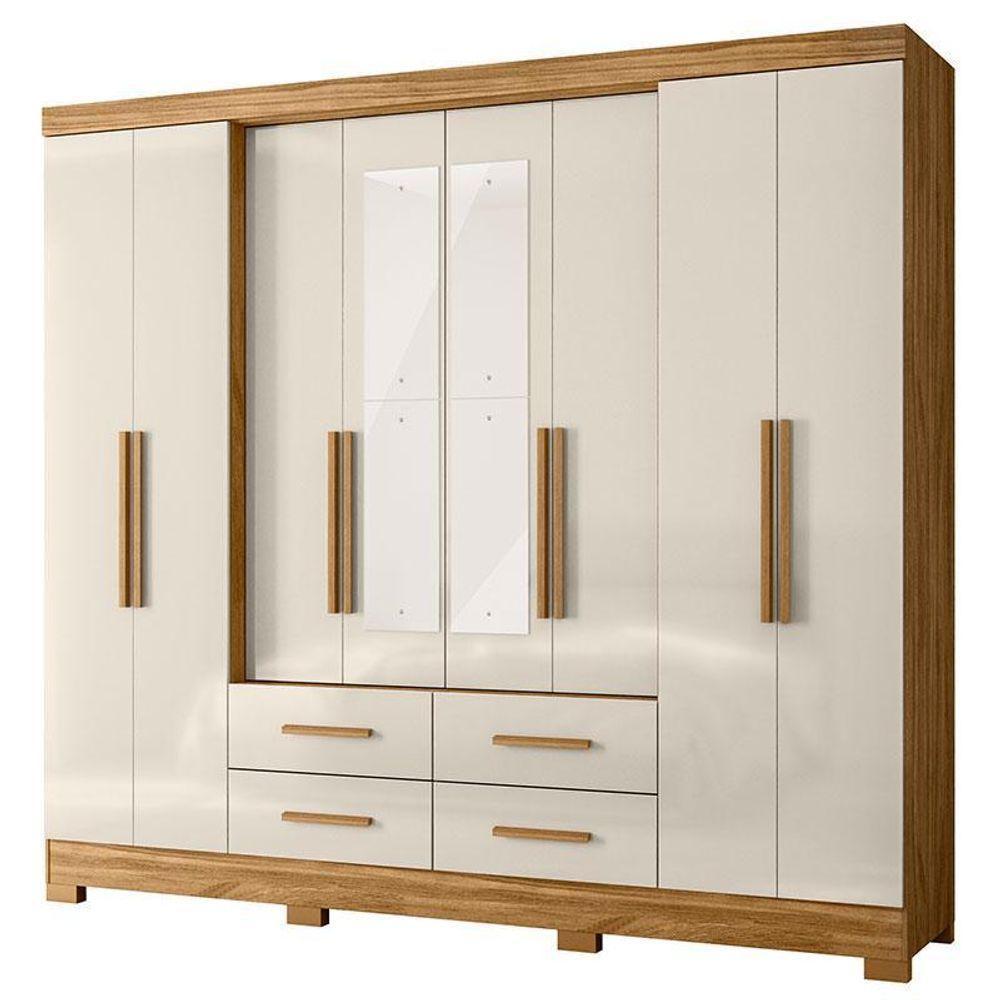Guarda Roupa Casal San Lorenzo Com Espelho E Cômoda Vênus Com Pés Freijó Off White – Moval - 7