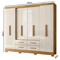 Guarda Roupa Casal San Lorenzo Com Espelho E Cômoda Vênus Com Pés Freijó Off White – Moval - 5