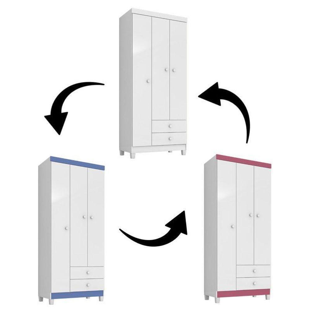 Quarto Bebê 3 Portas Com Gaveteiro Ternura Baby E Mini Berço Moisés Alegria Com Colchão - Incorplac - 8