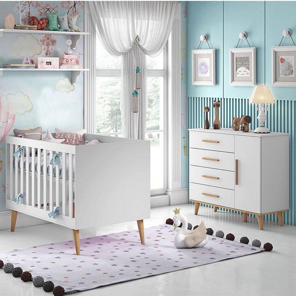 Berço Americano E Cômoda Infantil Ludmila Branco Bétula – Carolina - 4