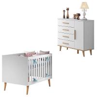 Berço Americano E Cômoda Infantil Ludmila Branco Bétula – Carolina - 1