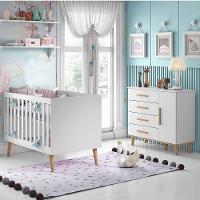 Berço Americano E Cômoda Infantil Ludmila Branco Bétula – Carolina
