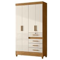 Guarda Roupa Solteiro Ambiente Sobral 4 Portas Freijó Off White - Moval - 5