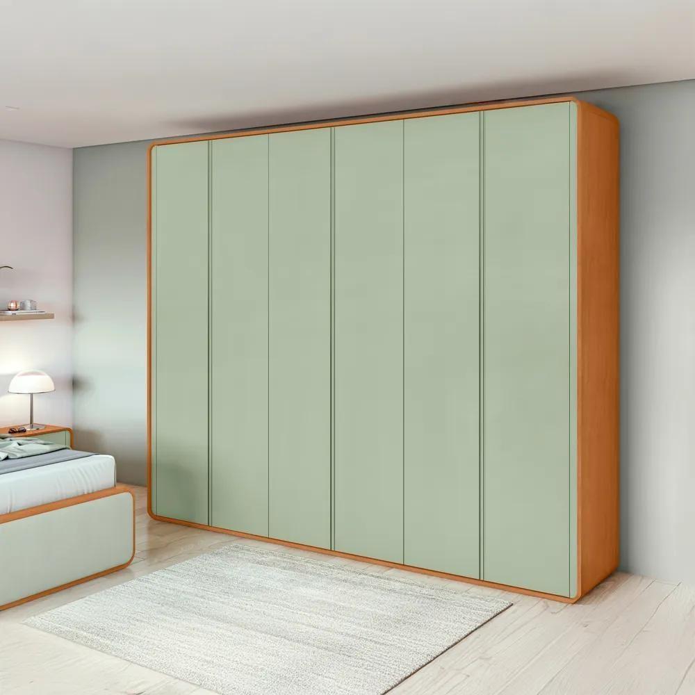 Guarda Roupa Casal 6 Portas 6 Gavetas Loop Amêndoa Clean E Selvia - 4