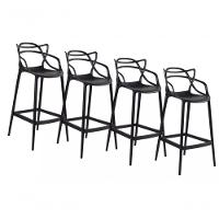 Kit Com 4 Banqueta Alta Allegra Masters 100% Polipropileno Preta - 2