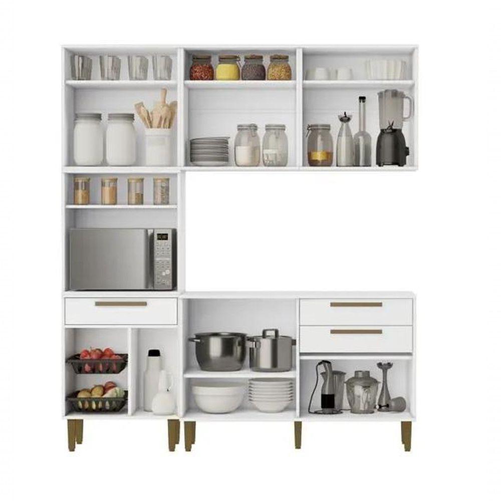 Cozinha Completa 10 Portas 2 Gavetas Com Fruteira Lorena Kaiki Móveis - Branco - 2