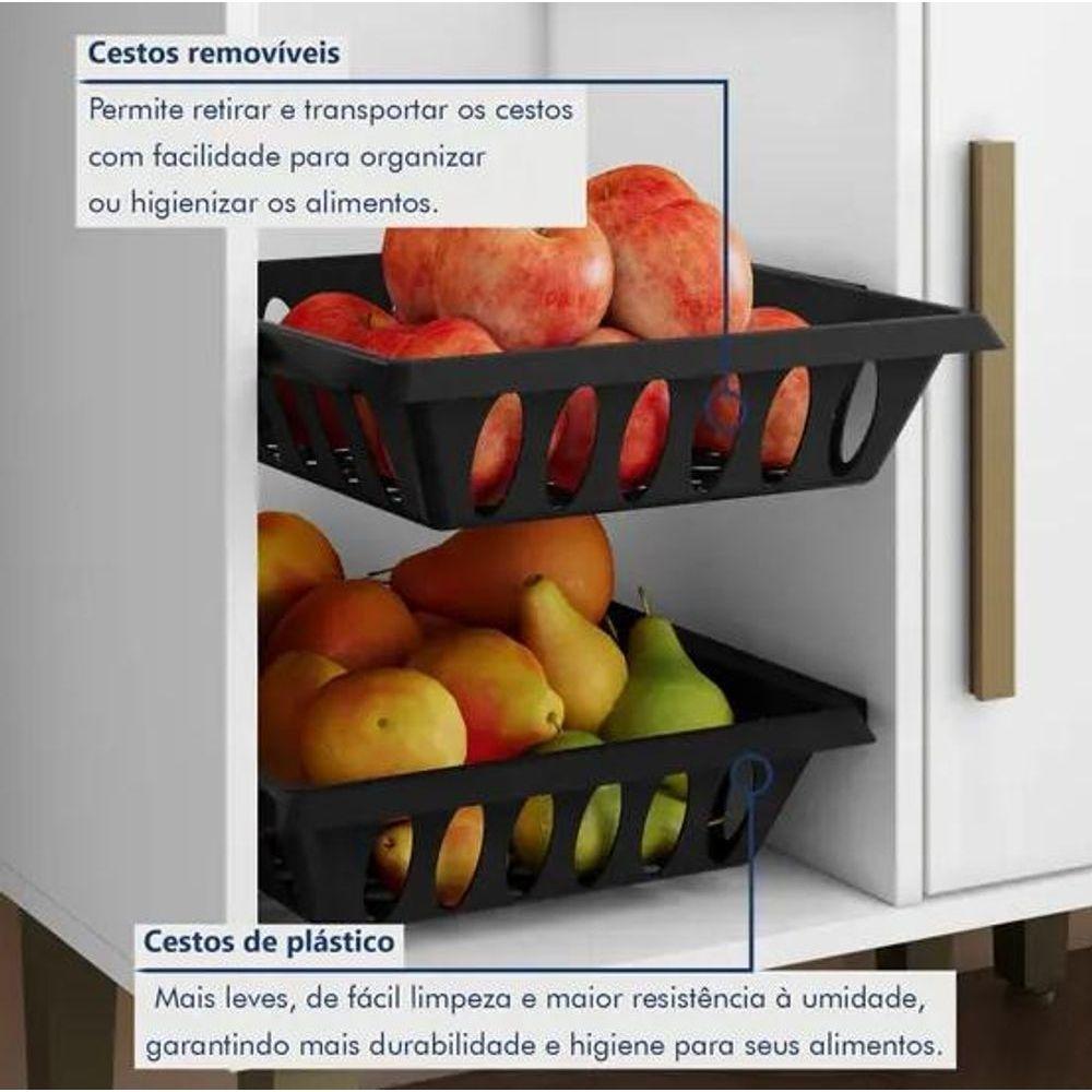 Cozinha Completa 10 Portas 2 Gavetas Com Fruteira Lorena Kaiki Móveis - Branco - 3