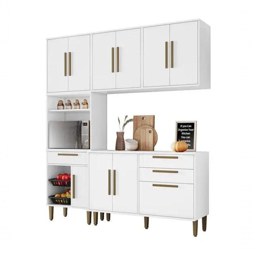 Cozinha Completa 10 Portas 2 Gavetas Com Fruteira Lorena Kaiki Móveis - Branco - 6
