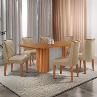 Mesa De Jantar Aspen 180cm Tampo Mdf Laminado Com 6 Cadeiras Turim 07/naturale /off White - 1