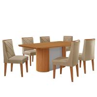 Mesa De Jantar Aspen 180cm Tampo Mdf Laminado Com 6 Cadeiras Turim 07/naturale /off White - 2