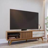 Rack Para Tv Até 75 Polegadas 1 Porta 2 Gavetas Veneza Freijó E Off 200cm - 6