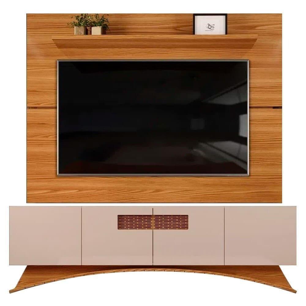 Rack Aurora 4 Portas Com Painel Para Tv Até 70 Polegadas Vitório Carvalho 180cm - 1