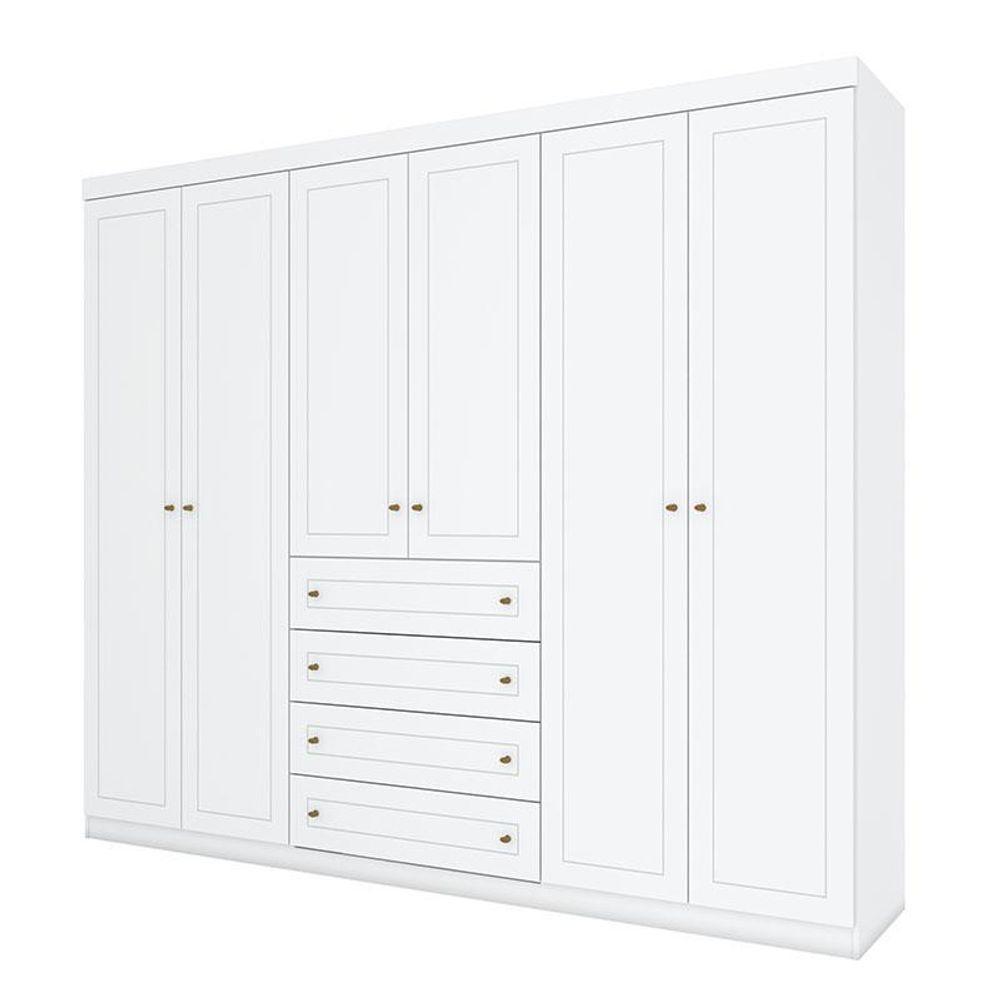 Berço Montessoriano E Guarda Roupa Infantil Americano 6 Portas Branco Hp - Henn - 5