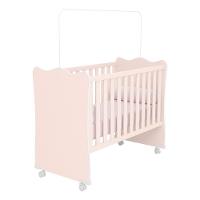 Dormitório Infantil Doce Sonho 3 Portas, Cômoda 4 Gavetas E Berço Rosa Acetinado Com Rodízio - Qmovi Rosa Acetinado - 3