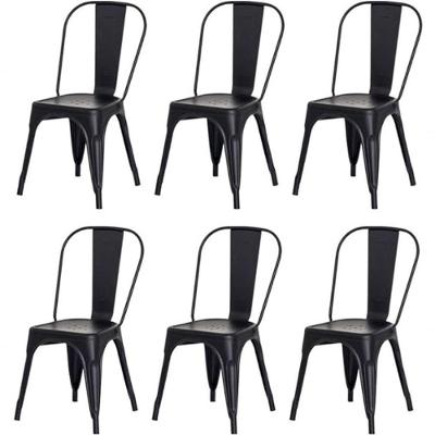 Kit 6 Cadeiras Tolix Fosca – Aço Industrial Preto, Estilo Retrô Para Sala, Cozinha Ou Escritório