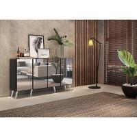 Aparador Buffet 4 Portas Com Espelho Retrô Vegas Multimóveis V3559 Preto/Branco Preto/Branco - 2