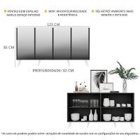 Aparador Buffet 4 Portas Com Espelho Retrô Vegas Multimóveis V3559 Preto/Branco Preto/Branco - 6