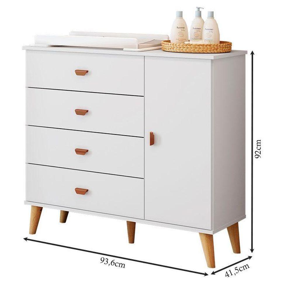 Quarto De Bebê Duda Com Berço Americano Ligia Branco Acetinado Bétula – Carolina Móveis - 4