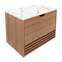 Gabinete Banheiro 1 Porta 1 Gaveta 60Cm Suspenso Multimóveis Vcr10091 Amêndoa/Amêndoa/Mármore Branco - 3