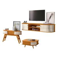 Rack Bancada Suspensa Algarve Com Aparador Estoril E Mesa De Centro Indianápolis Cinamomo Off White – Madetec - 1