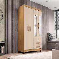 Guarda Roupa Solteiro Modena Com Espelho 4 Portas Carvalho Americano Off White - Incorplac - 2