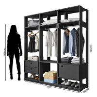 Guarda Roupa Modulado Ambiente Titan 3 Peças Preto - Móveis Leão - 3