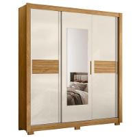 Guarda Roupa Casal Canadá 3 Portas Freijó Off White Com Espelho - Moval - 1