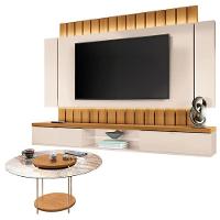 Home Suspenso Illusion 2.2 Cinamomo Off White E Mesa De Centro Sky Com Tampo De Vidro Cinamomo- Hb Móveis - 1