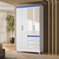 Guarda Roupa Infantil Sobral 4 Portas Branco Flex Com Espelho - Moval - 8