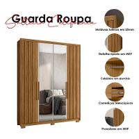 Guarda Roupa Solteiro Califórnia E Cômoda Ms913 Freijó Off White Com Espelho – Moval - 5