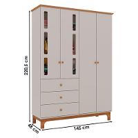 Berço Americano Mini Cama Com Guarda Roupa Infantil Antonella 4 Portas Off White Caramelo - Canaã - 7
