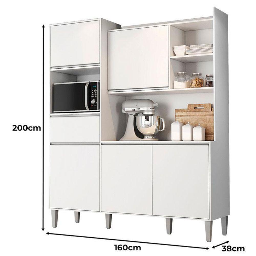 Armário Para Cozinha Kit Ambiente Isabel Branco Brilho - Ajl - 2