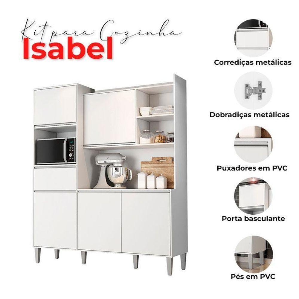 Armário Para Cozinha Kit Ambiente Isabel Branco Brilho - Ajl - 4