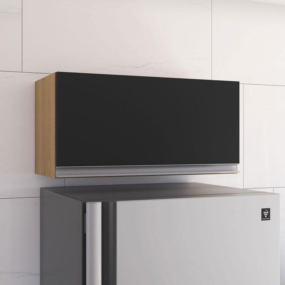 Armário Aéreo Para Cozinha Andréia 1 Porta Amendoa Preto – Ajl - 2