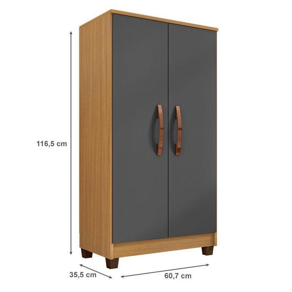 Guarda Roupa Solteiro Modena Com 4 Portas E Armário Multiuso Recife Carvalho Americano Grafite – Incorplac - 6