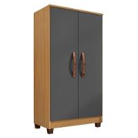 Guarda Roupa Solteiro Modena Com 4 Portas E Armário Multiuso Recife Carvalho Americano Grafite – Incorplac - 5