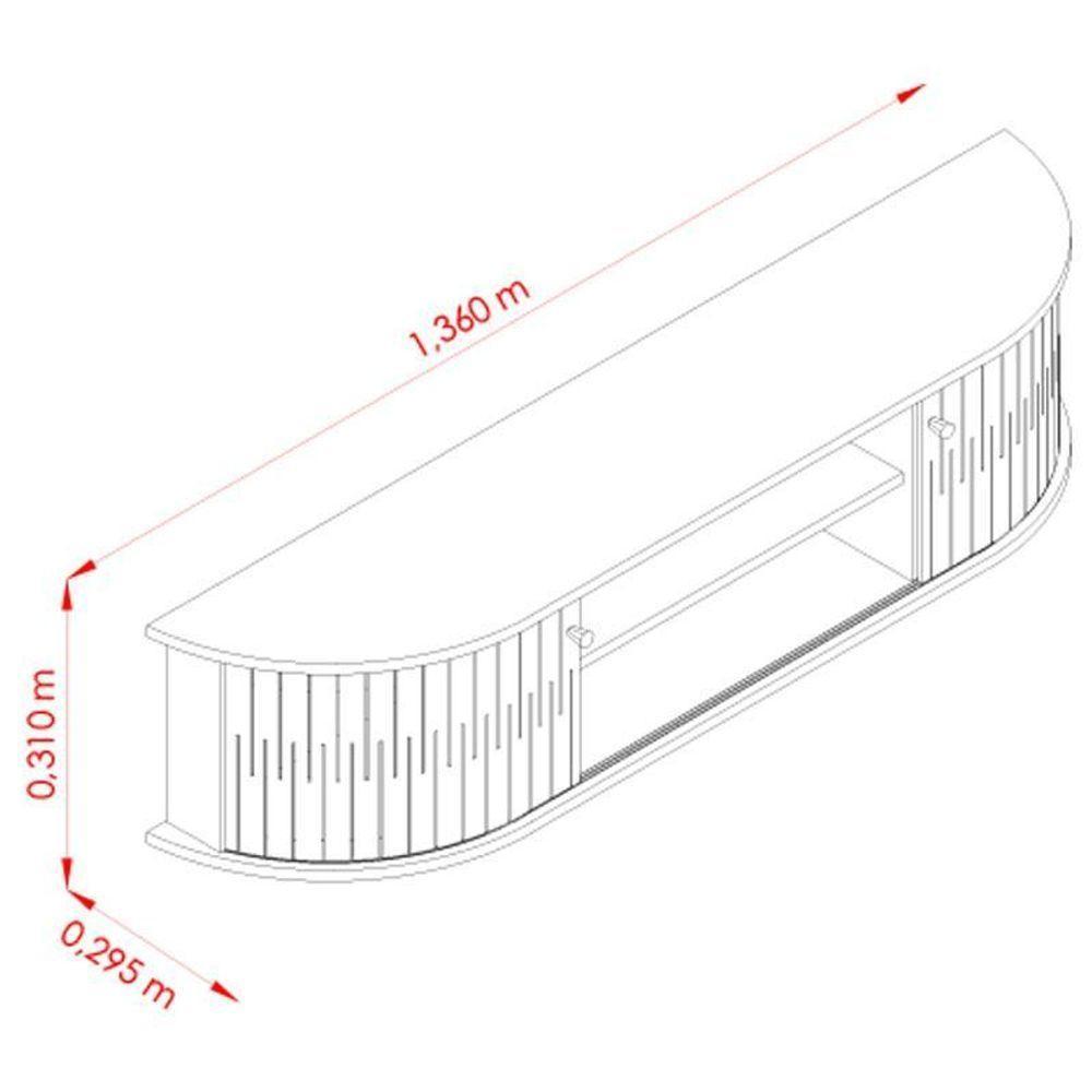 Estante Home Theater Com Bancada Suspensa Monte Carlo Com Mesa De Centro Indianápolis Calacata Off White – Madetec - 5