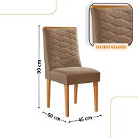 Mesa De Jantar Copper 180cm Tampo Mdf Com 6 Cadeiras Eloise Veludo Capuccino/naturalle/naturalle - 3