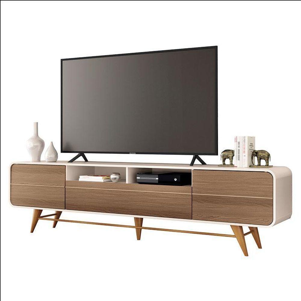 Rack Bancada época Com Aparador Infinity Castanho Off White - Hb Móveis - 2