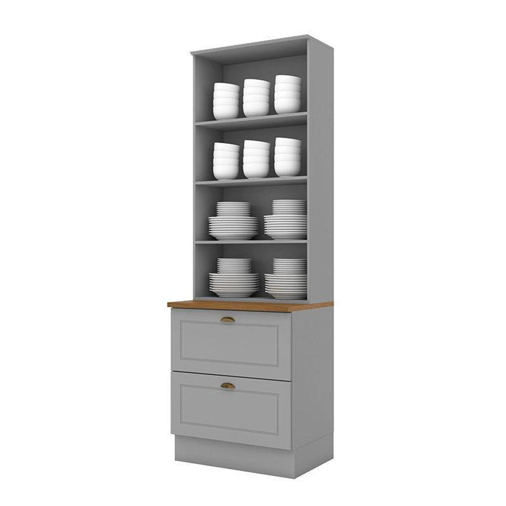 Cristaleira Americana Cinza Com Tampo Naturale – Henn - 2