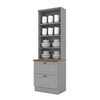 Cristaleira Americana Cinza Com Tampo Naturale – Henn - 2