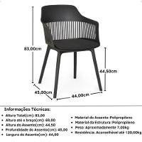 Kit 3 Cadeiras Marcela Montreal Em Polipropileno Assento Estofado Preto - 6