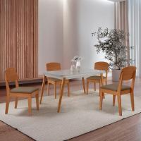 Mesa De Jantar Copper 120cm Tampo Mdf Vidro 4 Cad Copper Veludo Capuccino/off/nat/serig Off - 1