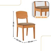 Mesa De Jantar Copper 120cm Tampo Mdf Vidro 4 Cad Copper Veludo Capuccino/off/nat/serig Off - 3