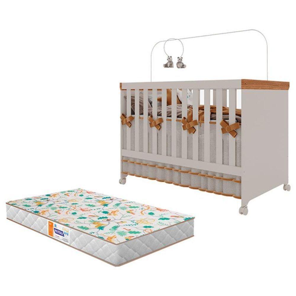 Berço Americano Mini Cama Antonella Off White Caramelo Com Colchão Gazin – Canaã - 1