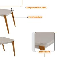 Mesa De Jantar Copper 120cm Mdf Vidro Com 4 Cadeiras Moderna Veludo Marrom/nat/off/serig. Off - 5