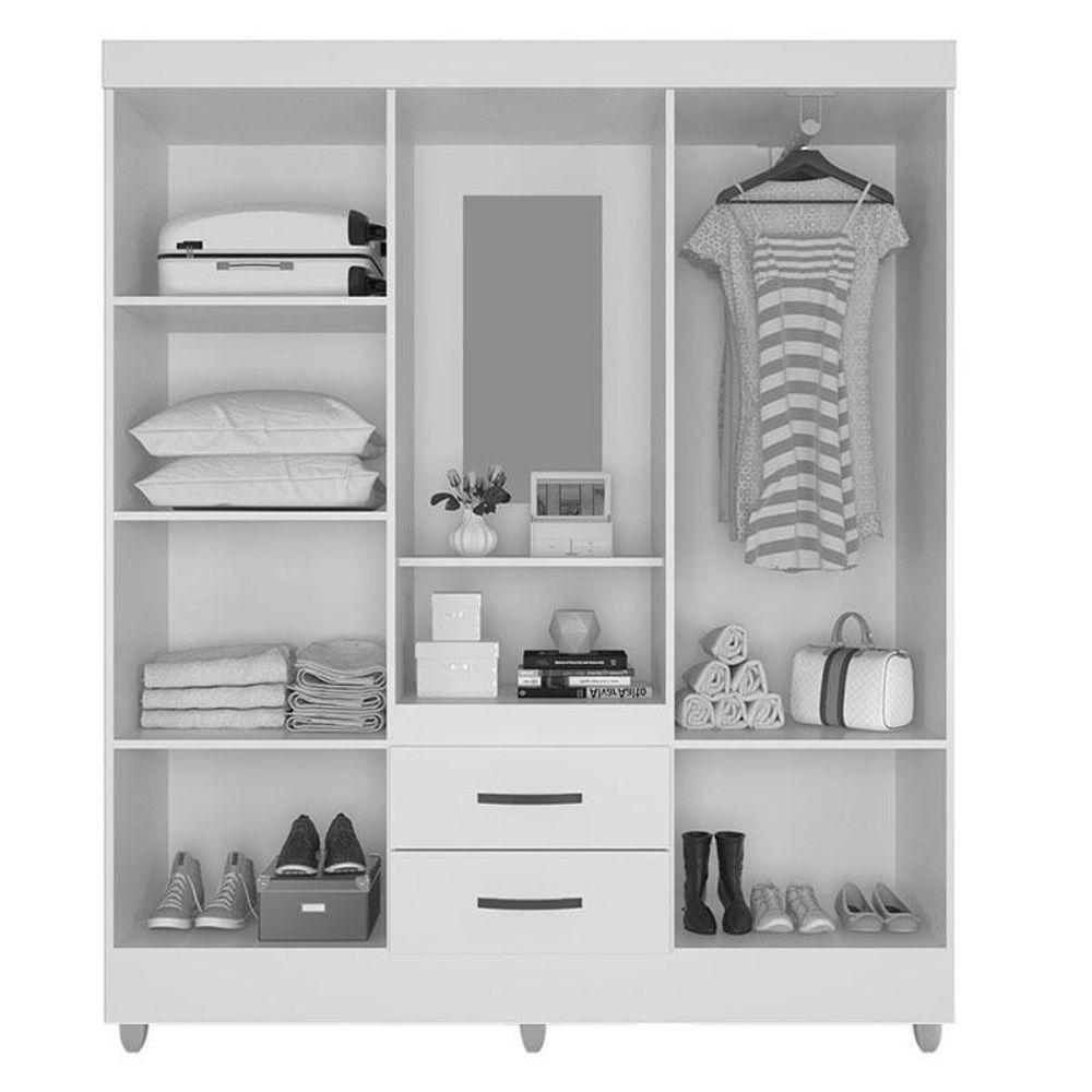 Guarda Roupa Casal Capela E Cômoda 4 Gavetas 01 Porta Lite Nature Off White – Móveis Leão - 4
